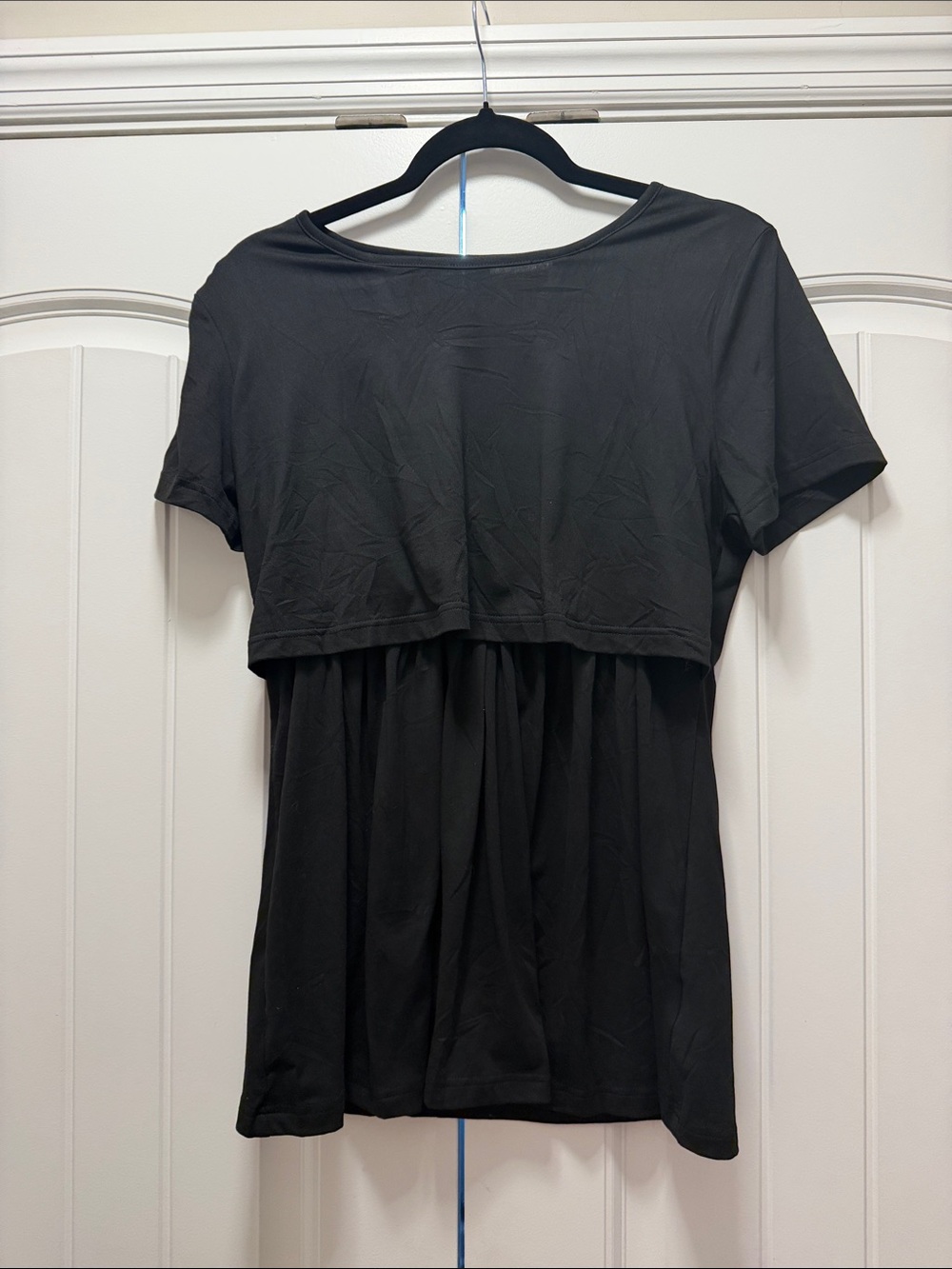 Black Short Sleeve Tee nursing friendly -M